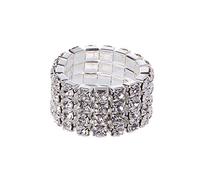 XuQiZZpp Novelty Elastic Stretch Unique Crystal Inlaid Rings Wedding Promise Jewelry Decor for Women Girl