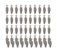 XuQiZZpp Pack Of 50 Feathered Charm Pendant For Craft Project Decoration For Jewelry And Clothing Hanging Pendant
