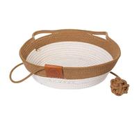 XuQiZZpp Pet Bed Woven Basket Cartoon Kitten Theme Mat Bed Dog Mat Nest Machine Washable Spacious Woven Basket