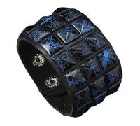 XuQiZZpp Punk Inspired Leather Bracelet Featuring Three Row Square Studs Soft Materials Adjustable Length for Comfort Wear