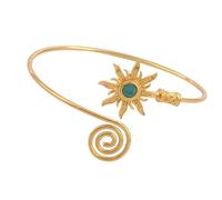 XuQiZZpp Quick Adjust Vintage Sun Arm Band Featuring Turquoise Stone for Long Time Use Metal Construction Turquoise Jewelry