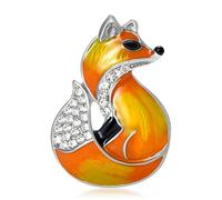 XuQiZZpp Sparkling Rhinestones Foxes Pin Fashion Drip Oil Accessory For Friend Gifts Or Evening Dress Decoration