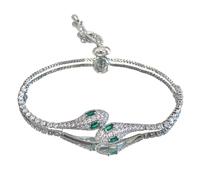 XuQiZZpp Stylish Full Diamonds Spirit Snake Bracelet Secure Push Pull Mechanism Alloy Wrist Chain Formal Wear Jewelry