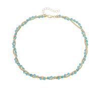 XuQiZZpp Stylish Layering Necklace Feature Sparkling Glass Crystals Adjustable Twist Chain For Casual or Formal Event
