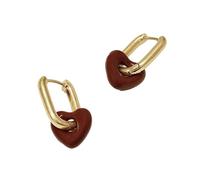 XuQiZZpp Sweet Tiny Red Heart Shaped Hoops Earrings Comfortable Love Shape Jewelry Geometric Ear Accessory for Everyday Wear