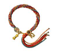 XuQiZZpp Traditional Tibetan Styles Handwoven Bracelet with Green Tara and Wealth God Designs for Everyday Casual Daily Wear