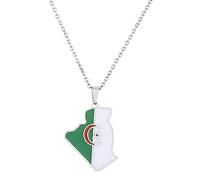 XuQiZZpp Trendy Algeria Map Shaped Pendant Necklace Map and City Necklace Long Choker Gothic Party Fashion Jewelry