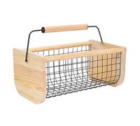 XuQiZZpp Ventilated Metal Wire Basket Wood Handle Large Capacity Fruit Vegetable Basket For Kitchen Gardening Produce Storage