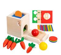 XuQiZZpp Wooden Sensory Educational Learning Cube Featuring Carrot Pulling Color Learning Fishing And Peg Board Game