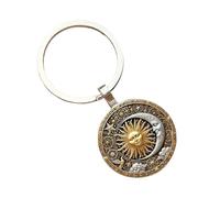 XuQiZZpp Zn Alloy Keychain Keyring with Vintage Accent Including Star Mooned and Sun God for Daily Enhancement