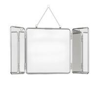 XUQQU 30 x 60 cm 3 Way Mirror with Chain - Tri Fold Barber Mirror for Self Hair Cutting, HD Distortion-Free Glass, Stainless Steel Frame, Wall Mounted or Hanging Vanity Mirror for Bathroom & Bedroom