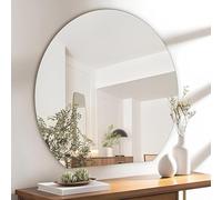 XUQQU Half Moon Bathroom Mirror, Modern Frameless Wall Mirror, Minimalist Explosion Proof Semi Circle Vanity Mirrors For Living Room Bedroom Entryway, Hanging Decorative(63 * 70cm/24.8 * 27.5in)