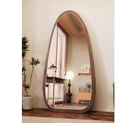 XUQQU Irregular Full Length Body Mirror, Wooden Farmhouse Floor Dressing Mirrors, Large Retro Decorative Makeup Wall Mirror For Bedroom Living Room Entryway Hall