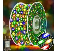 XURISEN 60M 600LED Outdoor Fairy Lights Plug in Christmas Tree Lights Green Copper Wire String Lights Waterproof 8 Modes with Remote Memory for Garden Yard Party Wedding Xmas Decoration- Mutilcolor