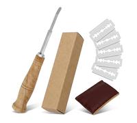 XURISON Bread Lame,Bread Scorer,sourdough Scoring Blade,Baking Accessories,Breads Making Kits with 5 Blades,Breads Knife,Sourdough Starter Kit with Wooden Handle,Blades and Leather Case for Home