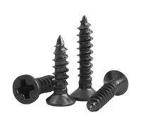 Xuro 100/50/20pcs M1 M1.2 M1.4 M1.5 M2 M2.6 M3 M3.5 M4 M5 Cross Black Carbon Steel Countersunk Flat Head Self-tapping Screw(10mm,M1.5 (100pcs))