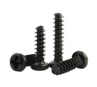 Xuro 100pcs M1 .2 .4 .7 M2 .3 .6 M3 .5 M4 M5 Black Carbon Steel Cross Recessed Pan Head Self-tapping Screw(18mm,M4 (100pcs))