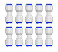 Xuro 10PCS RO Water Hose Connection Straight Elbow Tee 1/4" Coupling Plastic Quick Pipe Fitting Reverse Osmosis Connector(I 1I4 to 1I4)