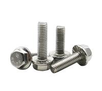 Xuro 20-2pcs M4 M5 M6 M8 M10 M12 A2-70 304 Stainless Steel Flange Head Bolt Hexagon Hex Head With Serrated Washer Cap Screw GB5787(35mm,M8 x2pcs)