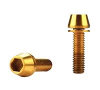 Xuro 2pcs-6pcs Titanium Screw Bolt M5 M6X16/18/20/25 Cone Head With Gasket Washer Bicycle Stem Screws Bolts(Gloden,2PCS_M5X18MM)