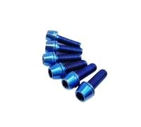 Xuro 2pcs-6pcs Titanium Screw Bolt M5 M6X16/18/20/25 Cone Head With Gasket Washer Bicycle Stem Screws Bolts(Blue,2PCS_M6X18MM)