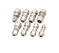 Xuro Compression Ferrule Tube Fitting 4 6 8 10 12 14mm Brass Pipe Double Card Set Copper Joints Tubing Nut Lock Double Straight PU PG(PU12mm)
