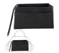 XURUIAU Zipper Felt Storage Bag Organizer for Tote Bags and Handbags, Multi Pocket Handbag Insert Perfect for Tote Storage and Bag Organization, Black