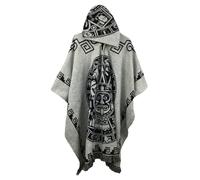 XUSAI Men's Hoodies Poncho Cape Aztec Ethnic Style Cloak Coat Vintage Bat Sleeve Knitted Pullover Shawl,White,One Size