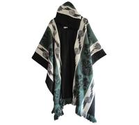 XUSAI Men's Hoodies Poncho Cape Aztec Ethnic Style Cloak Coat Vintage Bat Sleeve Knitted Pullover Shawl,Green,One Size