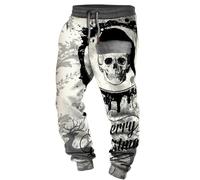 XUSAI Men's Western Fleece Country Sweatpants Skull Graphic Casual Loose Plus Size Jogging Pants Gym Workout Active Pants,B,XXL
