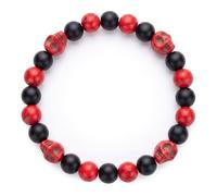 Xusamss Gothic Skull Head Bead Stretch Bracelet for Women Men, Adjustable, Metal, no gemstone