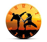 XUSANSHI 12" Decorative Clock Japanese Martial Arts Karate Wall Clock Karate Players Fight Against The Sky Wall Art Sports Home Decor Karateka Sensei Present