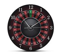 XUSANSHI 12" Decorative Clock Poker Roulette Wall Clock With Black Metal Frame Las Vegas Game Room Wall Art Decor Timepiece Clock Watch Gambling Casino Gift