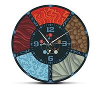 XUSANSHI 12" Decorative Clock The Five Elements Cycle Chinese Wu Xing Feng Shui Wall Clock Minimalistic Natural Elements Yin Yang Wall Art Silent Wall Watch