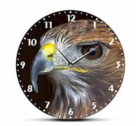 XUSANSHI 12 Inchs Silent Wall Clock Golden Eagle Prints Decorative Wall Clock Silent Non Ticking Bird Prey Nature Raptor Wall Art Home Decor Frameless Wall Watch