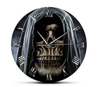 XUSANSHI 12 Inchs Silent Wall Clock Grim Reaper Skull Skeleton Halloween Home Decor Wall Clock Death Killer Grim Ghost Wall Art Silent Non-ticking Wall Watch