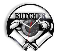 XUSANSHI 12inch Vinyl Wall Clock DJ Chef Butcher Crossed Knives Vinyl Record Wall Clock Kitchen Dinning Room Decor Butcher Shop Grilling BBQ Party Decorative Watch
