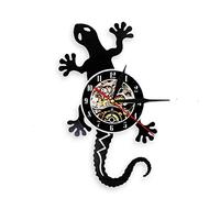XUSANSHI 12inch Vinyl Wall Clock Salamander Gecko Lizard Vinyl Wall Clock Antique Nature Wild Animal Personality Art Wall Decor Clocks 3D Wall Watches