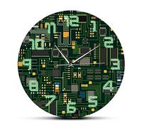 XUSANSHI Printed Wall Clock Computer Electronic Chip Circuit Board Wall Clock Green PC Circuit Board Print Art Wall Watch Engineer Gift Office Decor 12 In/30cm