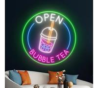 Xusdamyj Boba is Life Neon Sign, Custom Bubble Tea Milk Tea LED Neon Light Drinks Coffee Bar Shop Wall Decor Business Restaurant Welcome Sign