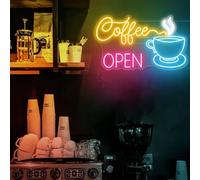 Xusdamyj Coffee Neon Sign, Open Coffee Neon Sign, Wall Mount, 40x30x1 cm / 15.7x11.8x0.39in, Neon Sign, Sign, Coffee Shop/Coffee House