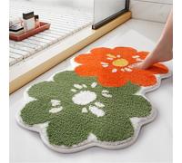 Xusdamyj Cute Flower Bathroom Rug, Funny Floral Bath Mat, Soft Fluffy Area Rug Shaggy Floor Mat for Bedroom, Bathroom, Kitchen Sink, Living Room, Kid's Room, Bedside, 60x90cm