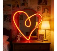 Xusdamyj Heart Neon Sign, Love Heart, 1PCS, Red, Glass, 31x27cm, Wall Mount, LED, Portrait, Romantic, Home/Office/Seasonal Decor
