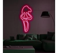 Xusdamyj Scream Ghostface Neon Sign, Ghost Signs, Spooky LED Sign, Scream Ghost Halloween Signs