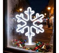 Xusdamyj Snowflakes Neon Sign Lamp Dimmable LED with Standable Base and Touchable Switch,USB or 3-AA Battery Powered Neon Signs LED Desktop Wall Decoration for Party, Bedroom