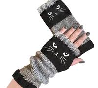 Xusdamyj Vintage Knitted Design and Bird Embroidery Women Winter Knitted Fingerless Gloves