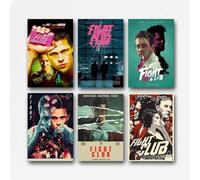 Xuseoua A Set Of 6 Fight Poster Club 90s Movie Film Retro Vintage Cover Wall Art Canvas Posters Room Decorative Aesthetic Print Decor 08x12inch(20x30cm) Style