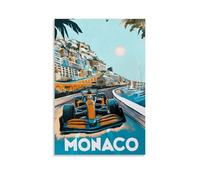 Xuseoua F1 Poster Car Monaco Vintage Cover Music Posters for Room Aesthetic Canvas Wall Art Bedroom Decor20x30inch(50x75cm)