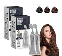 Xusheng Black Fruit Dyeing Cream, Xusheng Dyeing Cream, Natural Plant Fruit Hair Dye Cream, Hair Dye for Gray Hair Coverage, Black Hair Dye for Men Women (brown-black-2PC)