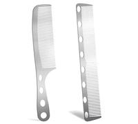 Xushengsheng 2 Pieces Metal Comb, Professional Stainless Steel Hairdressing Comb, Anti-Static Thinning Comb Beauty Tools